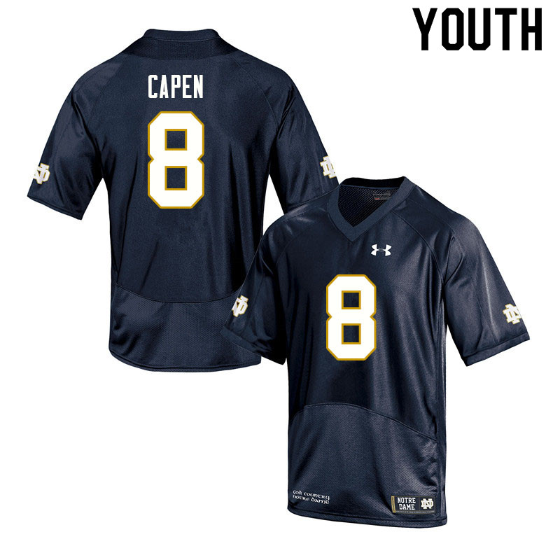 Youth #8 Cole Capen Notre Dame Fighting Irish College Football Jerseys Sale-Navy - Click Image to Close